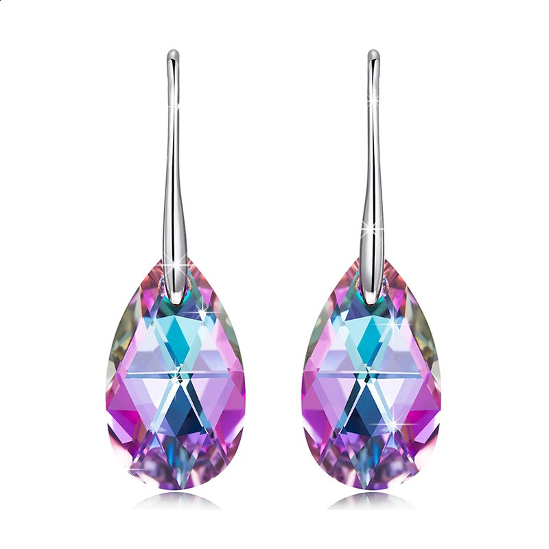 Classic silver Korean pear shaped pendant earrings original crystal from Austria womens large pendant 240810
