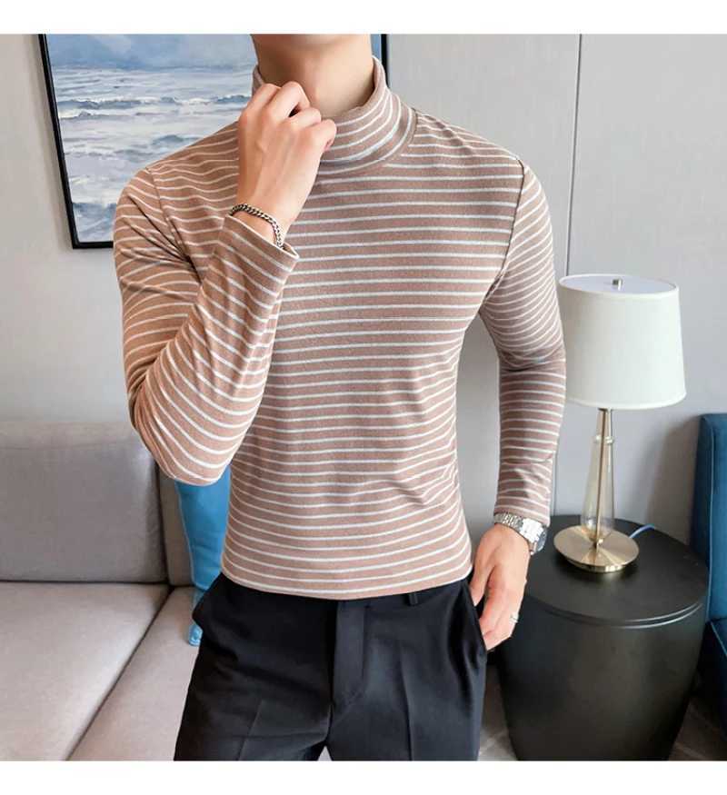 Black Grey Long-Sleeve Shirt Men T-shirt O-Neck Stripe T-Shirt Men Shirt Navy Vintage Basic Cotton Turtleneck T-Shirt S-4XLM240814
