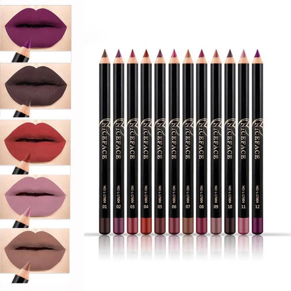 NICEFACE 12 Colors Matte Lip Pencils Nude Lipliner Pencil Waterproof Lipstick Pen Lip Liner Long Lasting Lips Makeup Cosmetics 240814