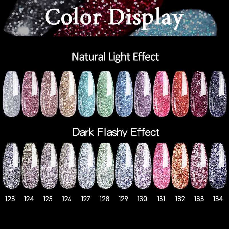 UR SUGAR 7.5ml Reflective Glitter Gel Nail Polish Rose Gold Silver Colors Shiny Effect Varnish Hybird Nail Polish For Nail ArtM240814
