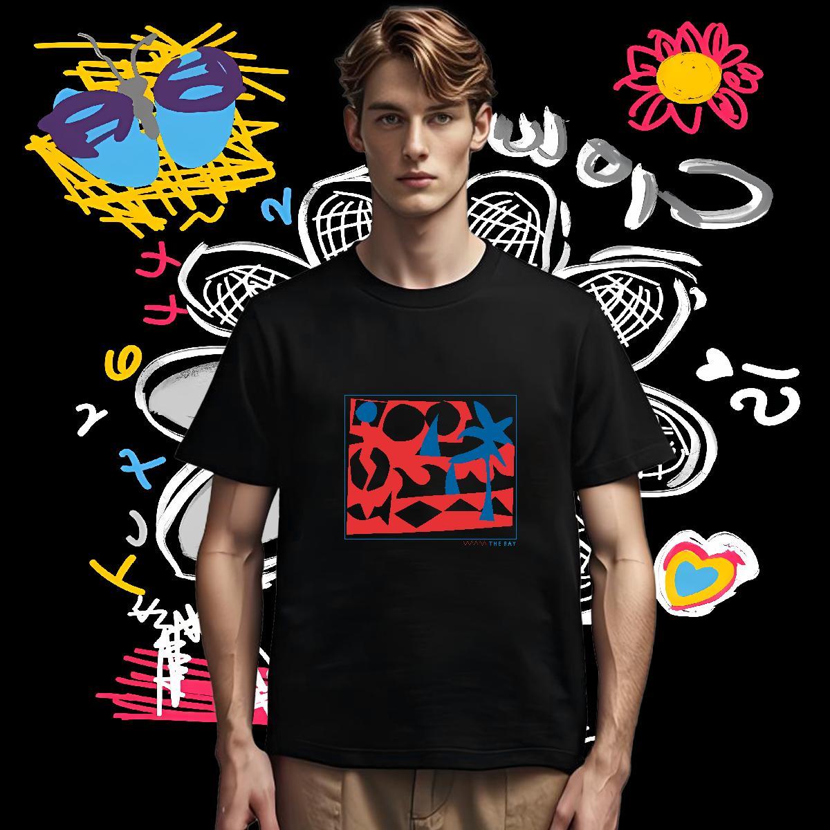 T Shirt For Man 230g 100% Cotton handpainted Outdoor Crew Neck Cartoon Printing L-4XL Men Tees DIY Comfortable Tops