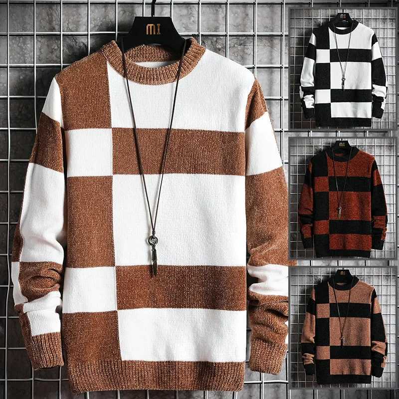 2020 new plain weave chenille round neck mens sweater fashionable casual knitted floral fashion thin neck topW240729