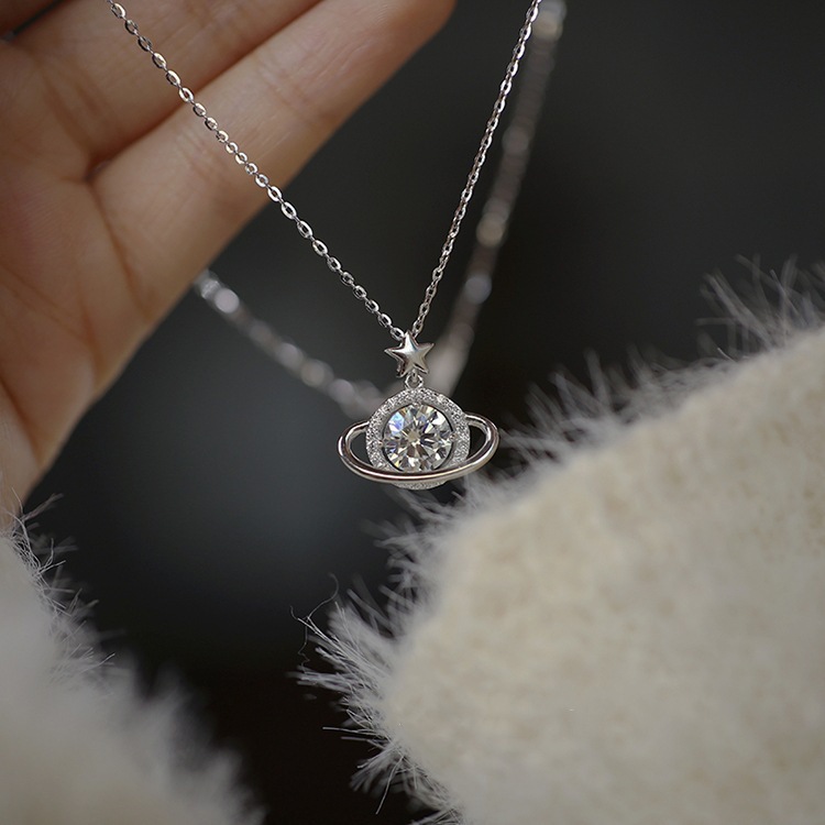 Soild 100% S999 Sterling Silver Circle Pendant Simple Ladies Jewellery Ins Top Sell Round White Moissanite Diamond Gemstones Party Women Wedding Beach