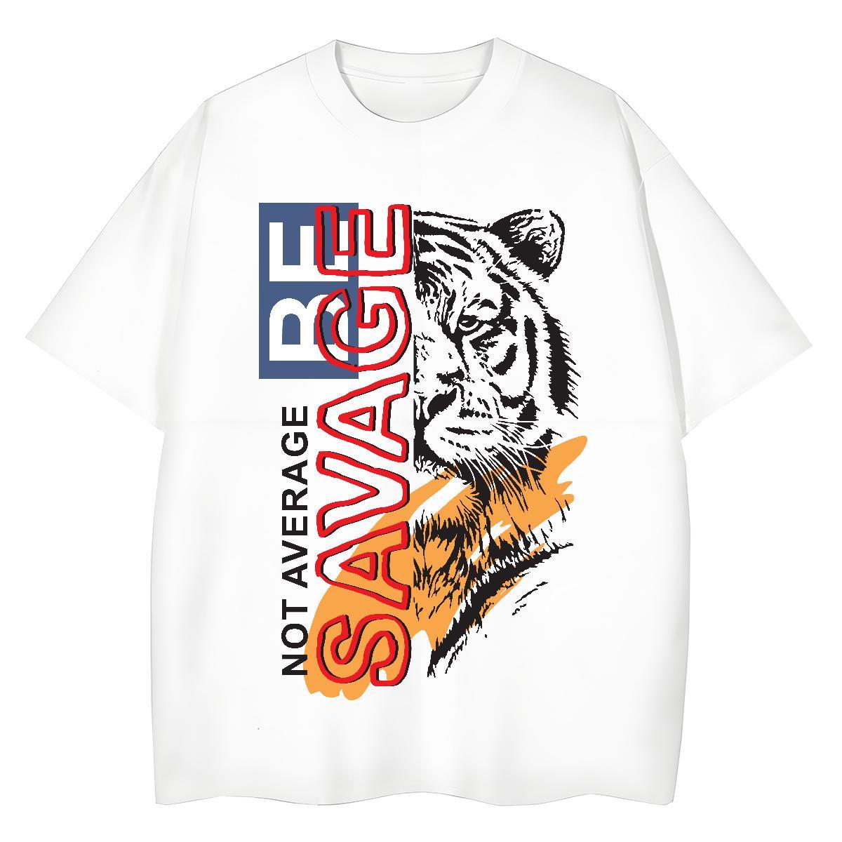 Soft T-Shirts for Men tiger Breathable Soft Beach Custom Printing 230g Cotton Tshirts Wholesale Clothings