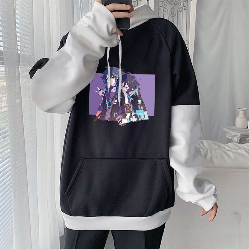 Impact Genshin Haruku Game Hoodies Men Xiao Mask Fangs Aesthetic Print Sweatshirt Long Winter Plus Size Streetwear Pullover