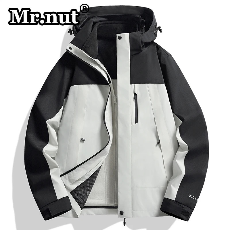 Mr Nut wool detachable jacket 2piece outdoor couple windproof climbing set camping waterproof 240808