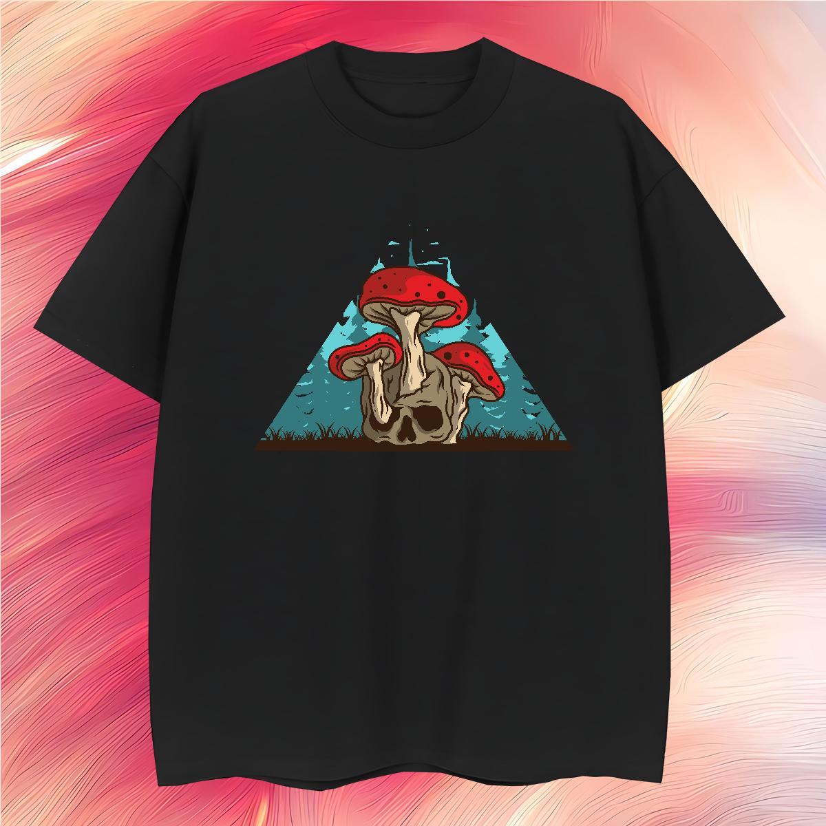 Loose Fit mushroom T-Shirts Summer Casual Men Tshirts 230g 100% Cotton Factory Direct Breathable Crew Neck DIY Anime Tees