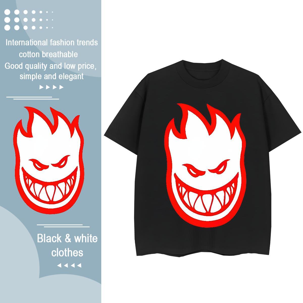 Loose T Shirts Men halloween Breathable Crew Neck Spring Summer Asian Size 230g Pure Cotton Tshirt for Man Woman Fashion New Clothes