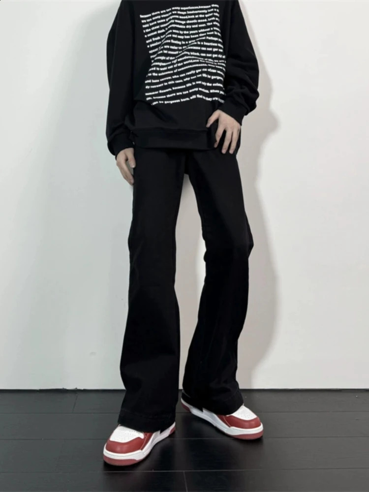 Flare Jeans Men American Slim Chic High Street Washed Hip Hop Denim Trousers All-match Harajuku Simple College Autumn Mopping 240814