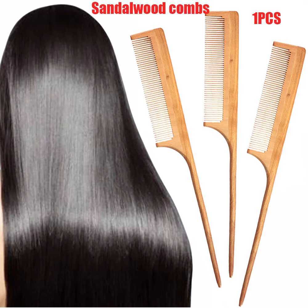 Anti static natural sandalwood comb portable hair salon wooden comb mouse tail brush hair styling tool hair care hair comb W240813