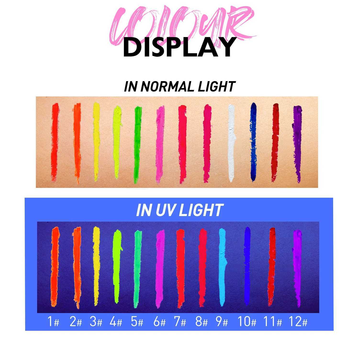 Fluorescent UV Light Neon Eyeliner Pen Waterproof Yellow Purple Orange Color Gel Eye Liner Pencil Eyes Make Up Cosmetics Tool Y240813