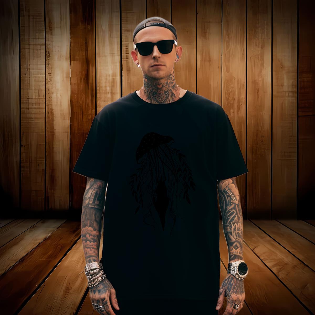 Cool Design mushroom Men T Shirts Street Casual Mens Tshirts 230g Pure Cotton New Designer O-Neck Short Sleeve Skull Tops Tees