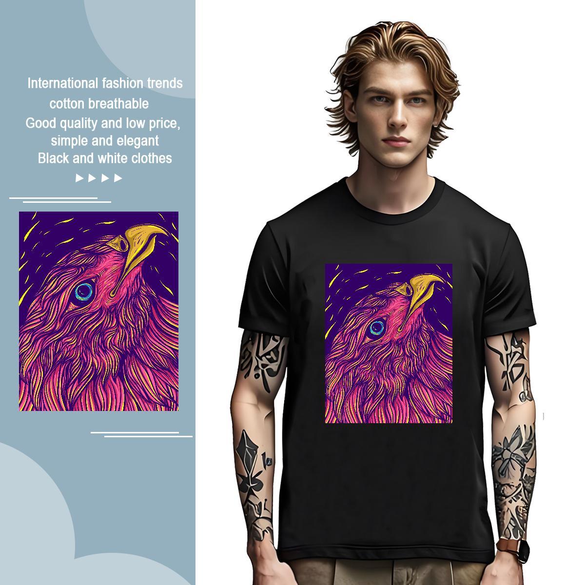 Wholesale T-Shirts eagle Breathable Anime Printing Street Skull 230g 100% Cotton Couples T Shirts 2024 New Tees