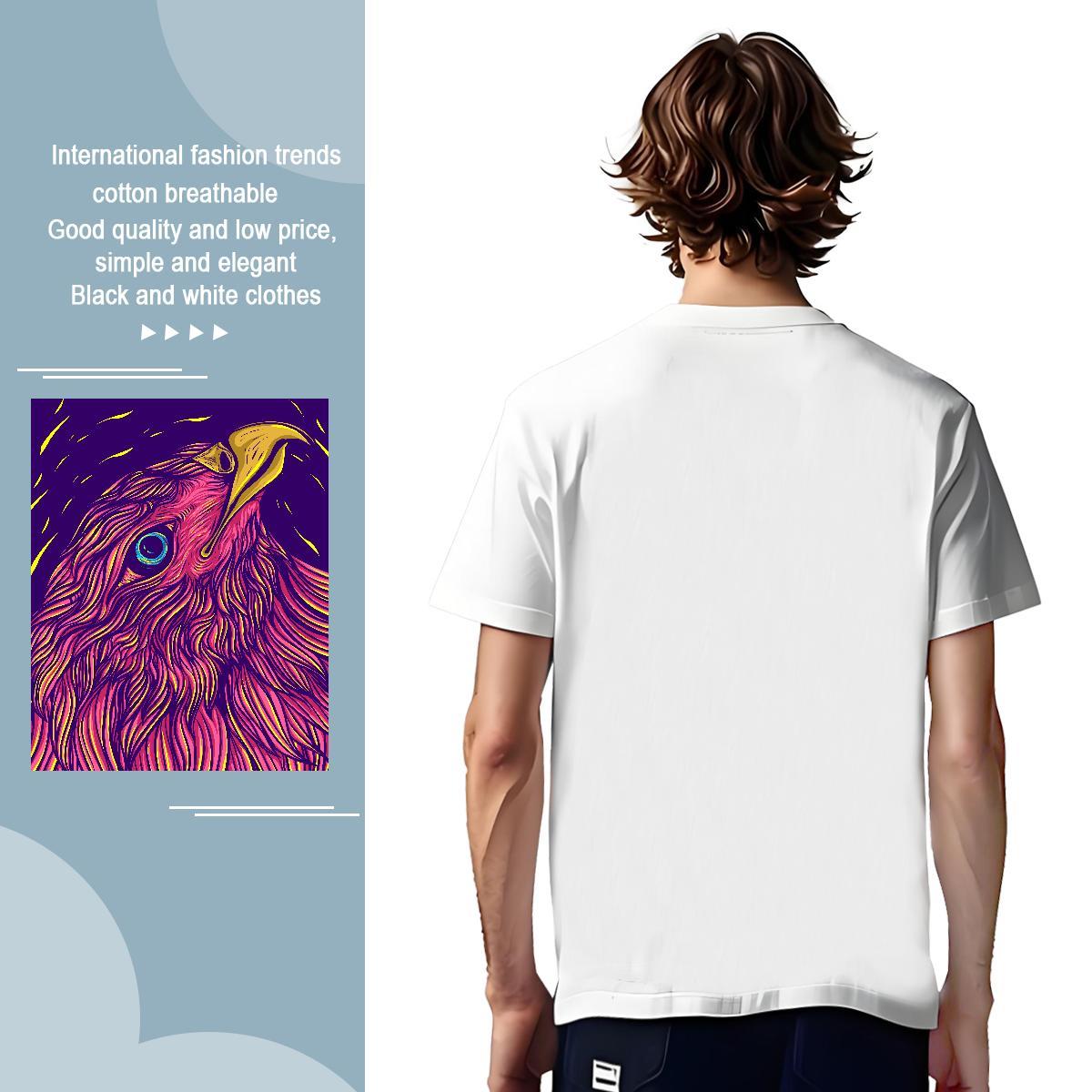 Wholesale T-Shirts eagle Breathable Anime Printing Street Skull 230g 100% Cotton Couples T Shirts 2024 New Tees