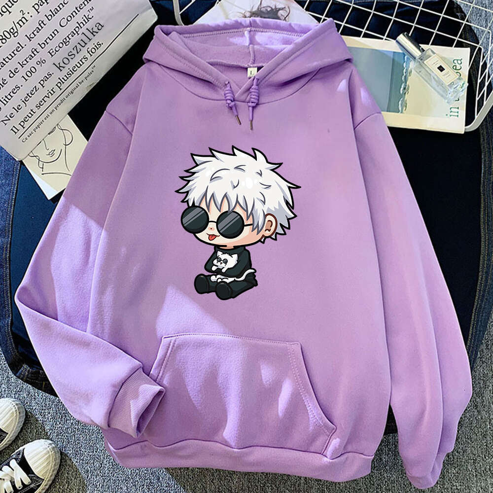 Jujutsu Anime Kaisen Satoru Gojo Cute Cartoon Graphic Printed Hooded Plus Size Hoodie Men Women Sweatshirts Unisex Streetwear