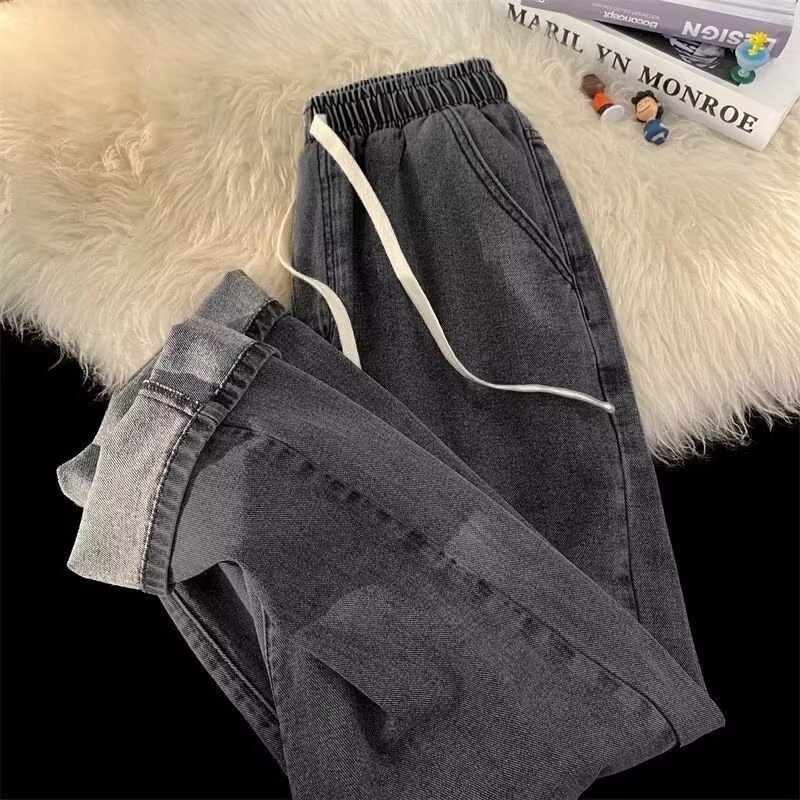 Light colored jeans men's loose straight wide leg dad look slim and mop pants 9289-P40