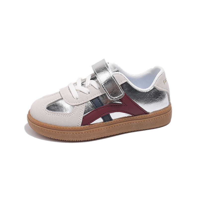 Sneakers Silver childrens moral training shoes girls shoes 2024 spring and autumn new sports shoes casual board shoes boys Forrest Gump shoes H240805