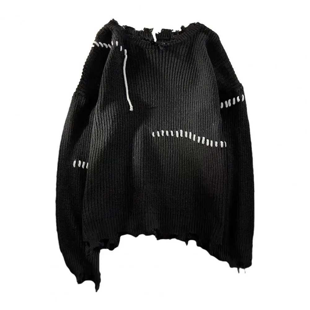 2023 Autumn/Winter Mens Floral New Knitted Sweater Warm Cotton Blended Tear O-Neck Loose Sweater Casual Mens WearW240729