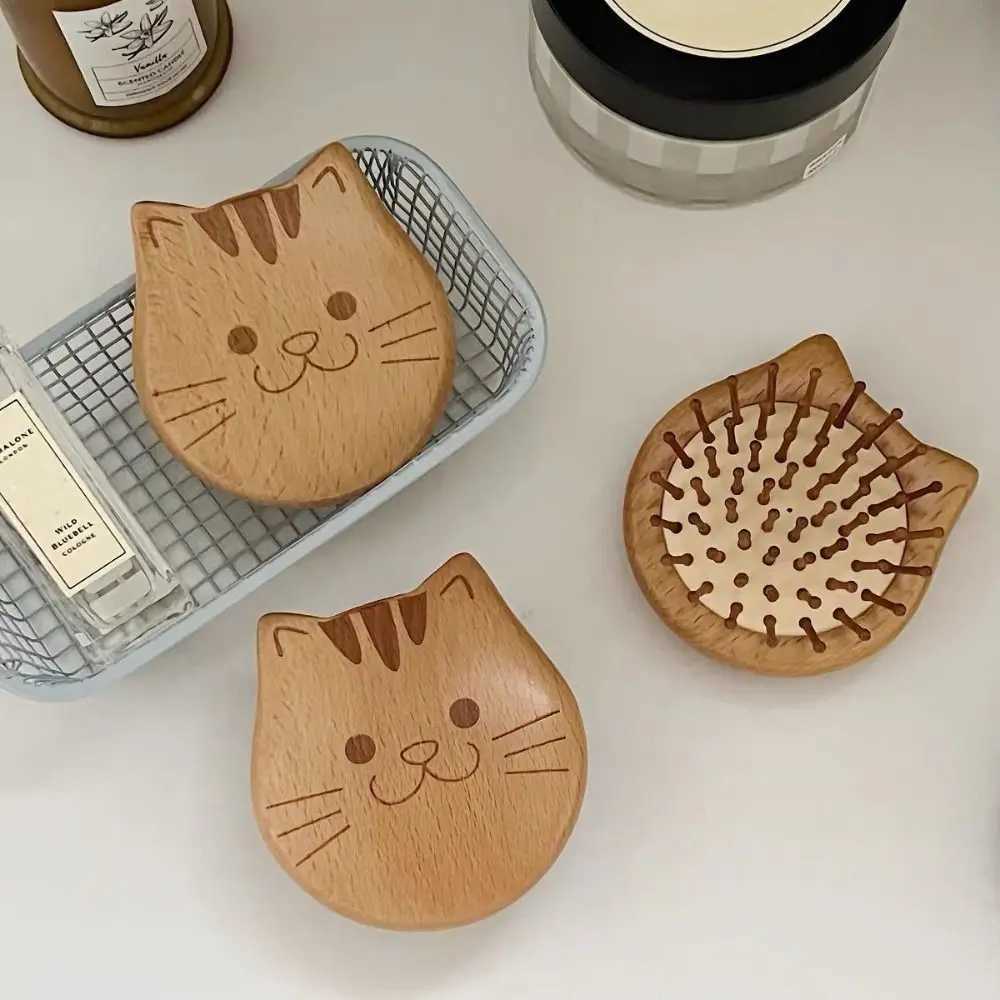 Cute bear shaped comb anti-static sandalwood air cushion comb Meridian massage comb portable travel comb W240813