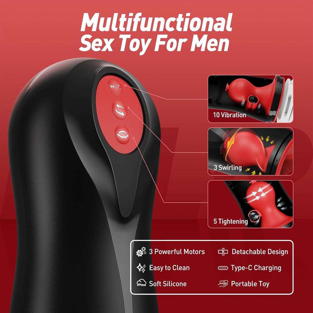 Tracy's Dog Automatic Male Masturbator, Male Sex Toy with 3 Swirling 5 Tightening 10 Vibration Modes Hands Free Adult Toys Pocket Pussies with 3D