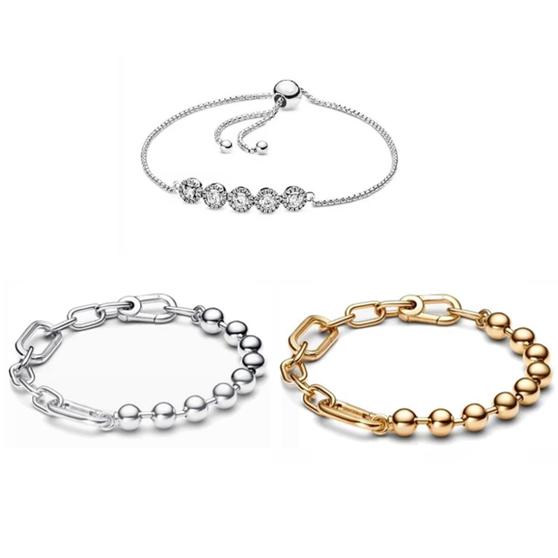 Classic CZ Diamond Bracelets Women Authentic fits pan s925 Sterling Silver 18K Gold Filled Birthday Christmas Gifts Jewelry BR070
