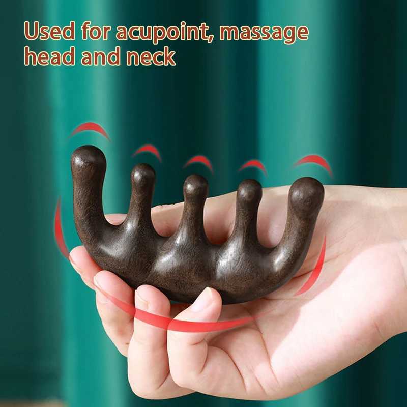 Meridian massage comb with five teeth and no handle Chinese acne hair comb blood circulation sandalwood scalp Meridian comb W240813