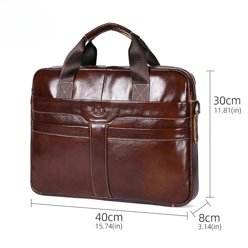 Retro Mens Briefcases Large Capacity Soft Genuine Cowhide Leather Business Casual Laptop Crossbody Messenger Bag 240813
