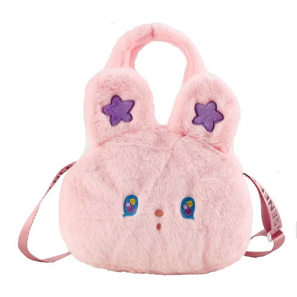 Cute cat print womens small plush shoulder bag sheepskin fabric cross body bag womens zipper wallet mobile phone handbag W240813