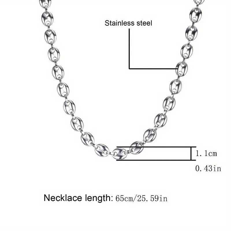 Charm Bracelets Coffee Bean Chain Necklace Stainless Steel Twisted Chain Mens Hip Hop Rap Singer Minimalist Necklace Coffee Bean Chain Q240814