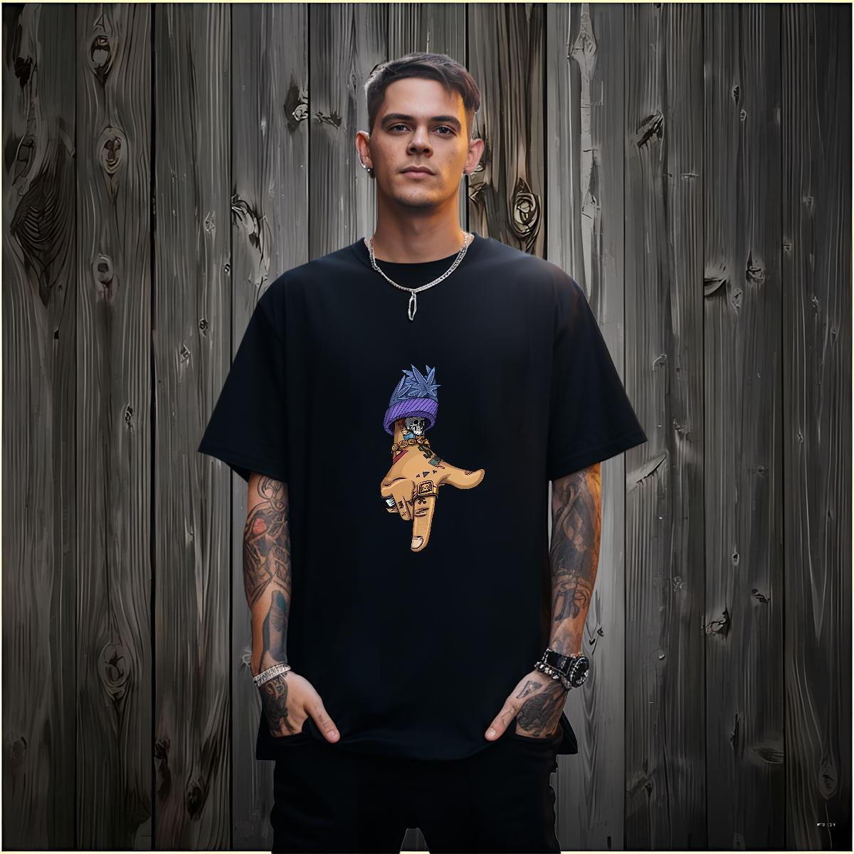 Men T Shirts 230g Cotton hands Hip Hop Street O-Neck Short Sleeve Custom Cartoon Men Tshirts Fashion Design High Quality Tops Tees
