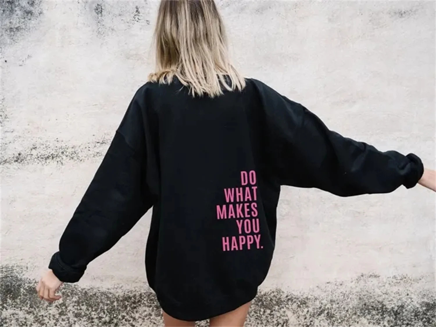 Do What Make You Happy Letter Womens Pullover Personalized Fun O-neck Clothing Full Mathematical Large Casual Top Hip Hop Women 240813