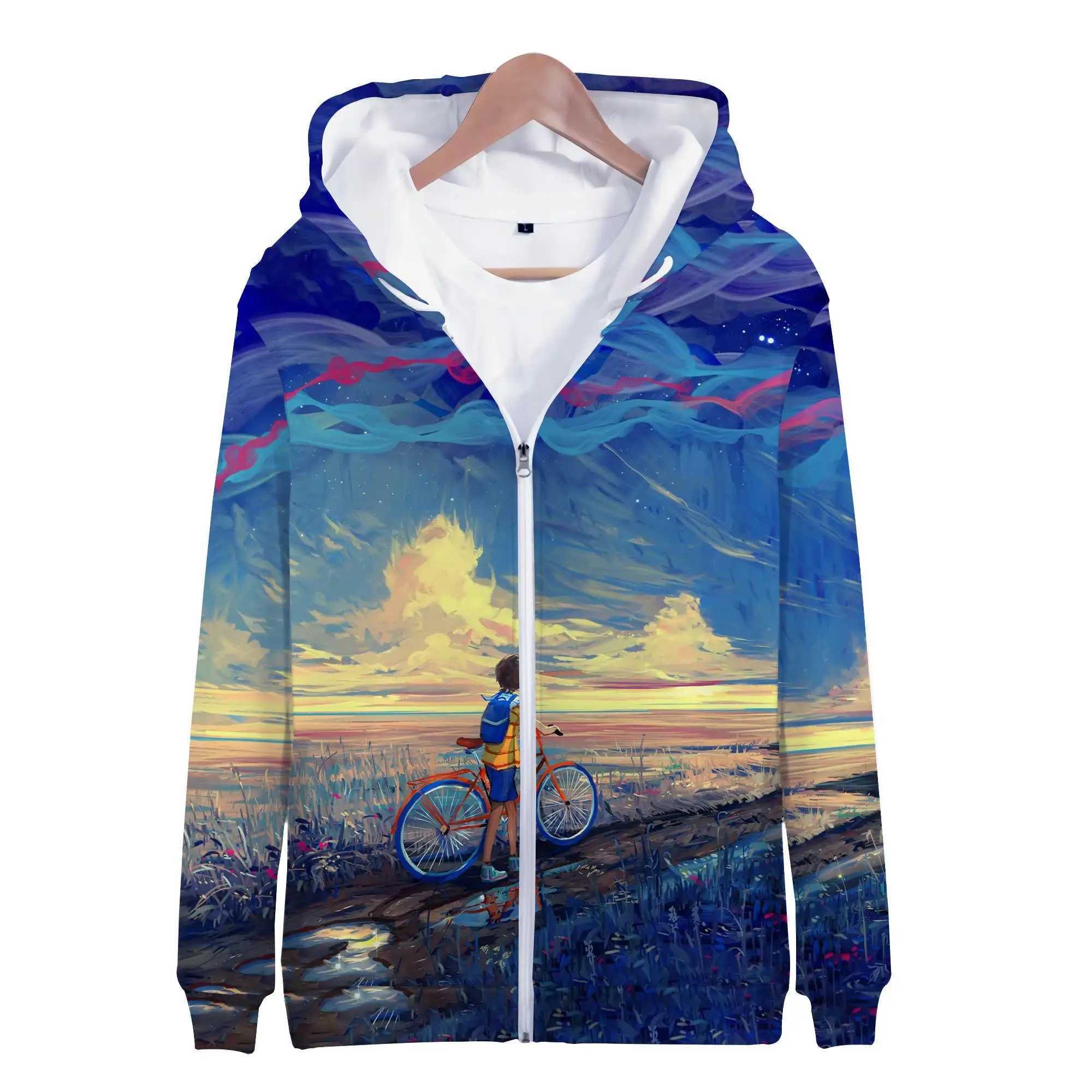 Hoodies Anime Grunge Graffiti 3D Print Zipper Sweatshirts Boy Girl Sweatshirts kids Cartoons Fashion Long Sleeve Oversized CoatY240814