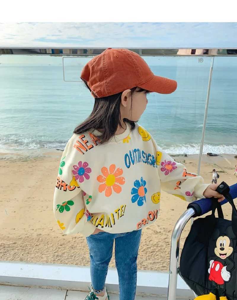 Spring Autumn Kids Cotton Lovely Floral Sweatshirt Baby Girls Pullover Jumper Children Outfits Student Tracksuit Tops 1-12 YearsY240814