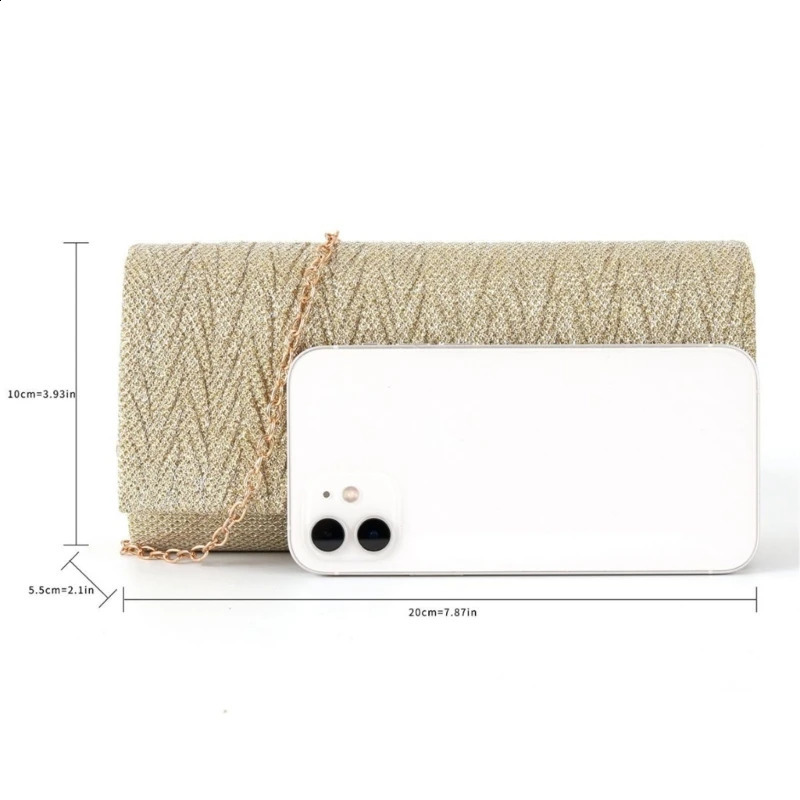 Glitter Envelope Clutch Bag With Detachable Chain Strap Elegant Sequins Clutch for Wedding Bridal Prom Party Ladies Evening Bag 240813