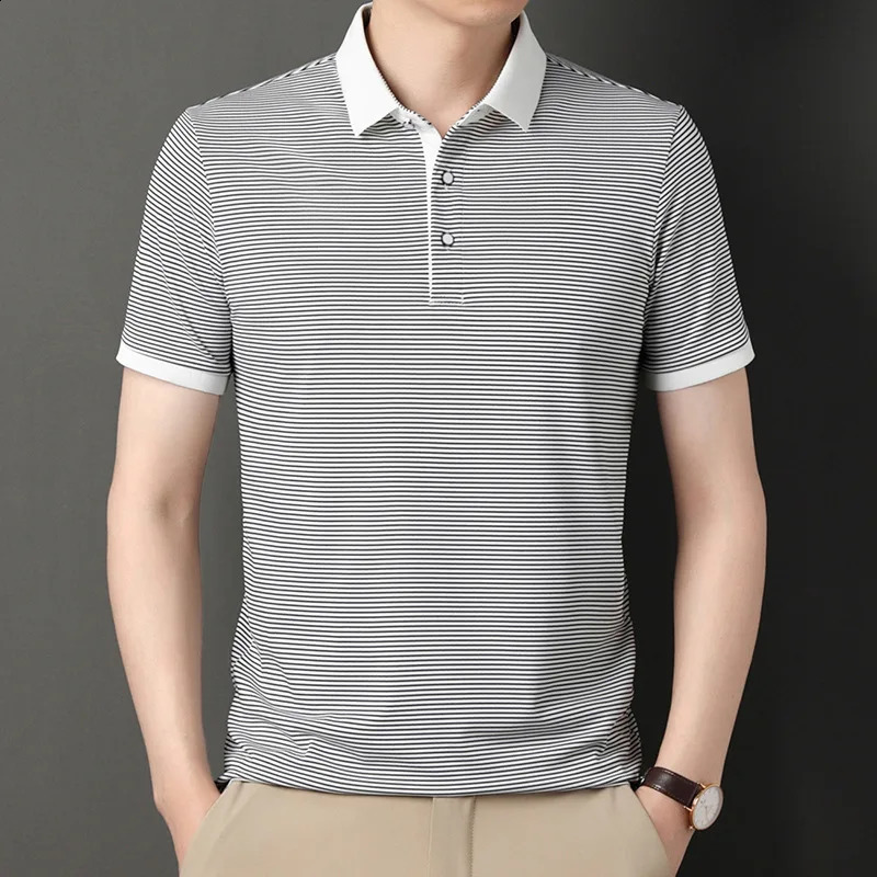 Mens summer half sleeve thin Polo shirt short sleeve T-shirt middle-aged mens solid color business casual mens shirt 240820
