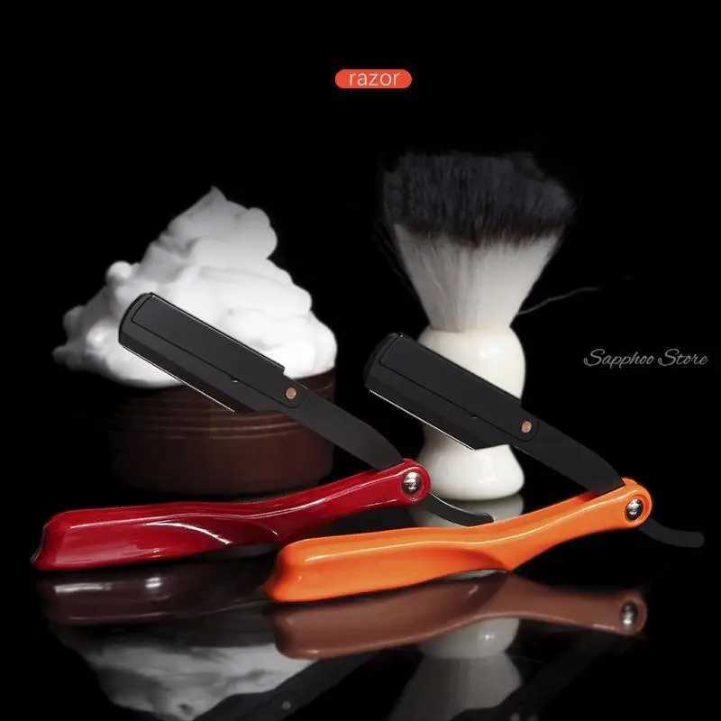 Mens Manual Razor Stainless Steel Folding Shaver Eyebrow Trimming Hairdressing ABS Handle With 10pcs Blades For GiftM240814