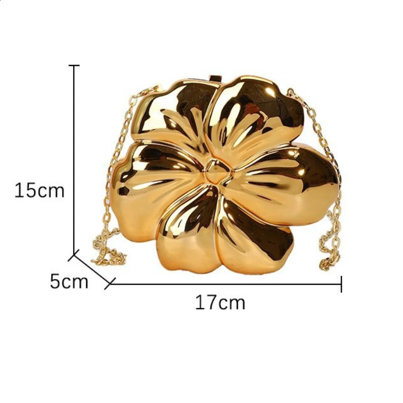 Fashion Acrylic Evening Bag Floral Shape Shoulder Crossbody Bag For Women Chain Sliver Handbags Ladies Wedding Clutch 240813