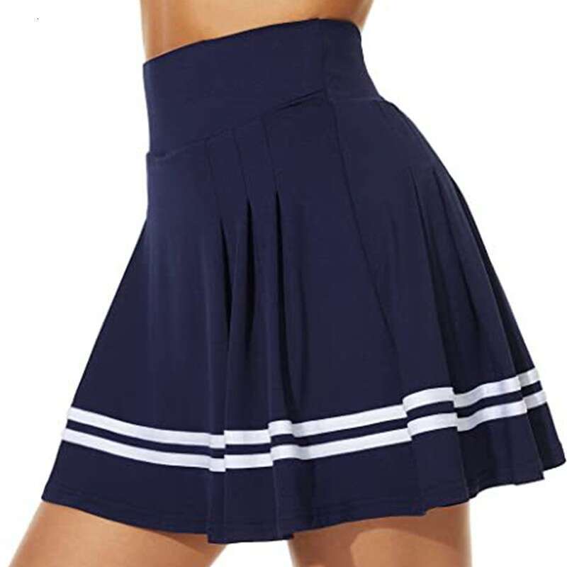 Plated Stripes Women Sports Pants High Waist Breathable Running Exercise Short Quick Dry Tennis Skirt