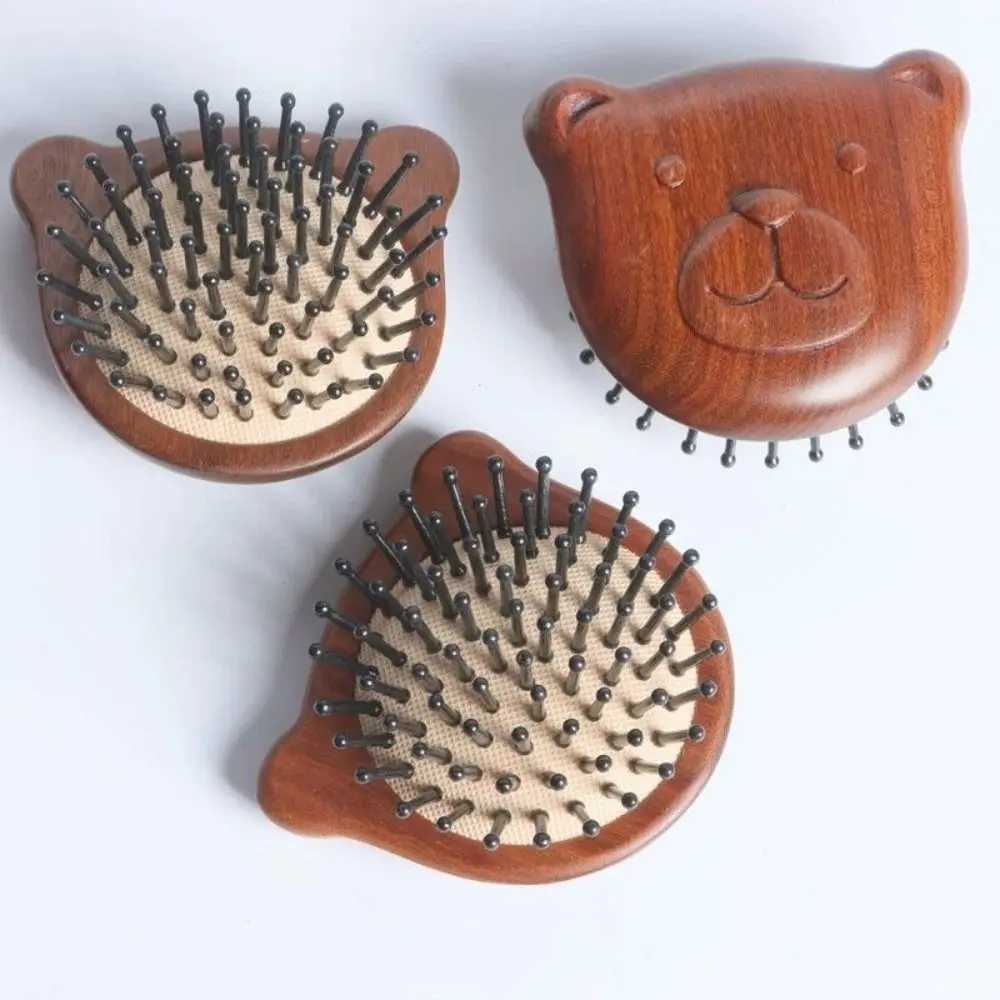 Cute bear shaped comb anti-static sandalwood air cushion comb Meridian massage comb portable travel comb W240813
