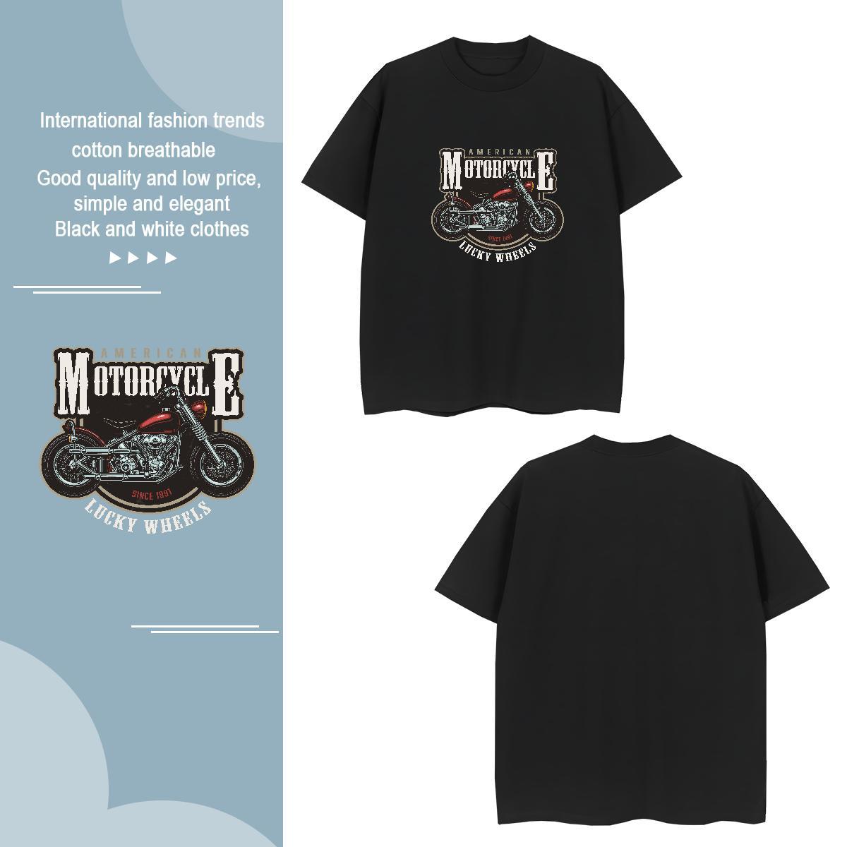 Cool Design Motorcycle T-Shirts Spring Summer Men Clothes T-Shirt 230g Cotton DIY Crew Neck Breathable Customized Print Polos