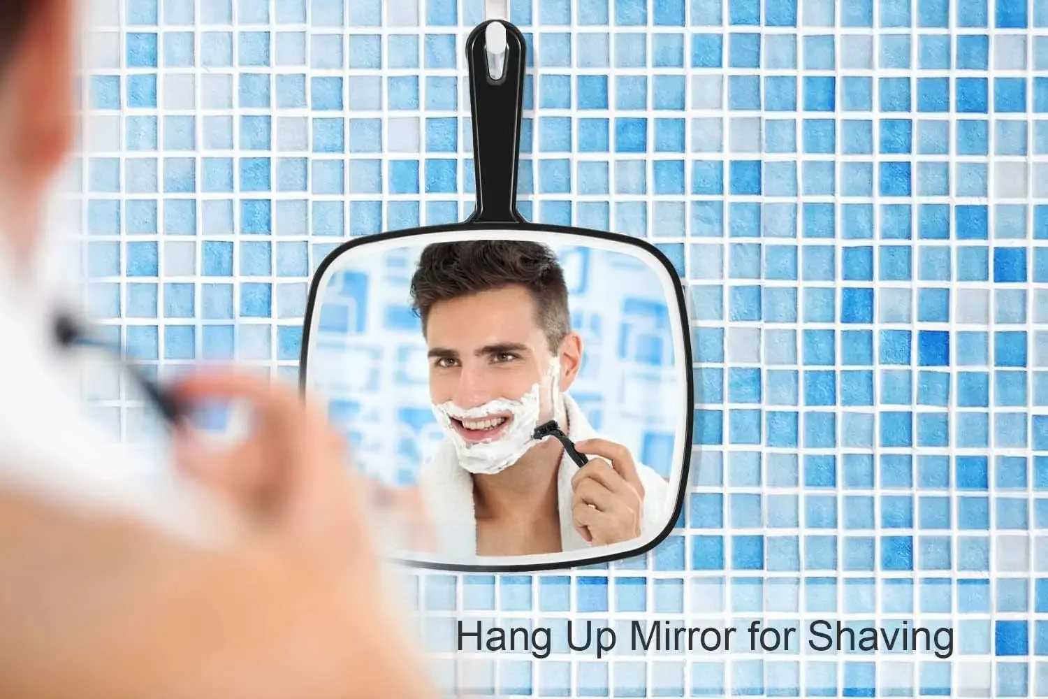 Handheld large mirror portable handheld mirror with handle suitable for hairdressers showermakers hairdressers and womens salons W240813