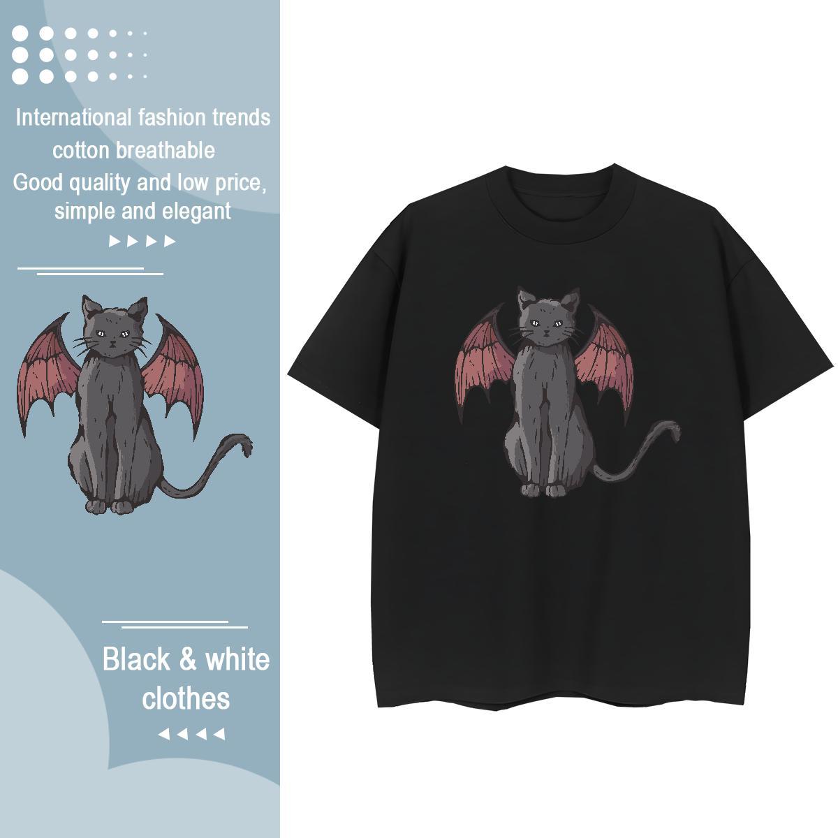 Free Shipping T-Shirts for Men cat Crew Neck Breathable Beach Oversized 3XL 4XL 230g Cotton Men Tshirts Fashion Design Tees