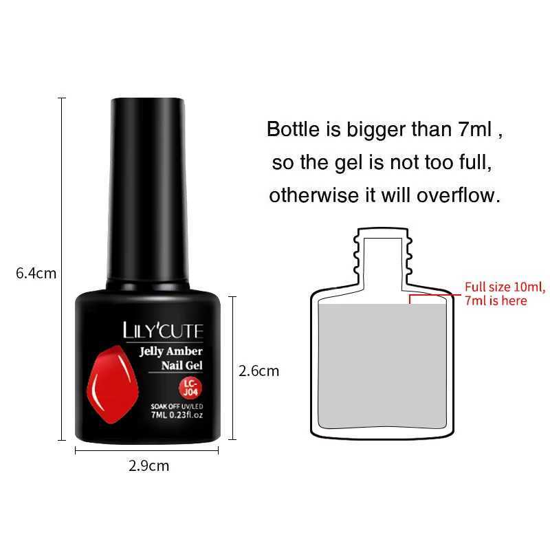 LILYCUTE 7ML Red Jelly Transparent Nail Gel Semi Permanent UV Nail Art Gel Pink Nude Soak Off Gel Polish For Manicure VarnishesM240814