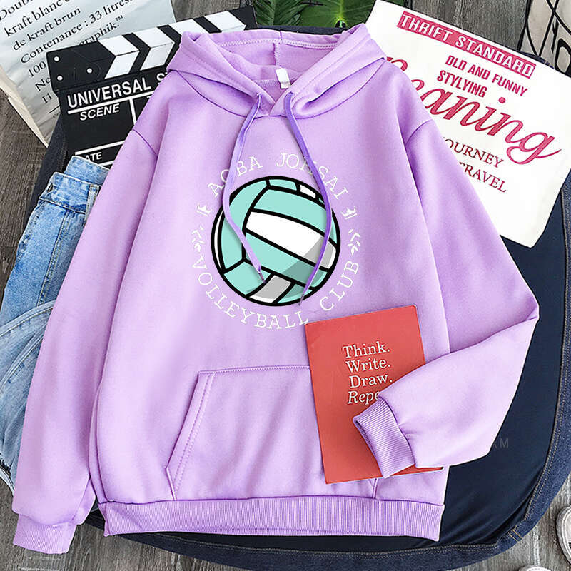 Anime Japanese Haikyuu Men Hoodies Long Sleeve Streetwear Manga Aoba Johsai Volleyball Club Graphics Winter Keep Warm Sweatshirt