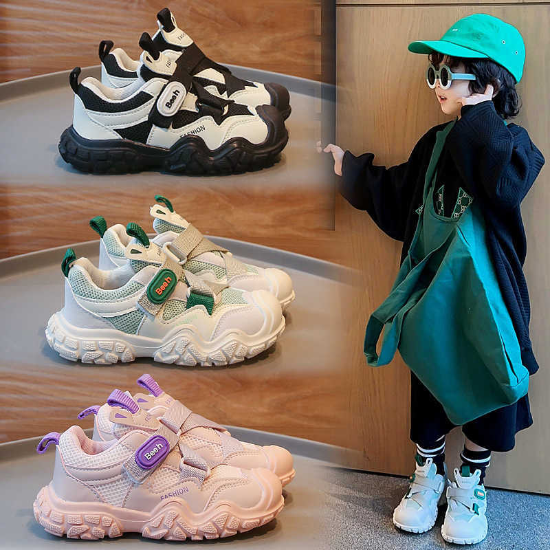 Sneakers 2024 autumn new childrens shoes boys mesh sports shoes girls casual and comfortable dad shoes anti slip running shoes H240805
