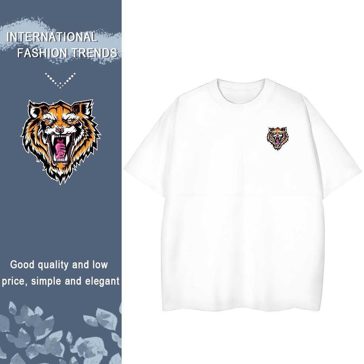 T-Shirts for Men 230g 100% Cotton ferocity Street wear Hip Hop Short Sleeve O-Neck Cartoon Printing L-4XL Men Tees Fashion Designer Cool Tops Tees