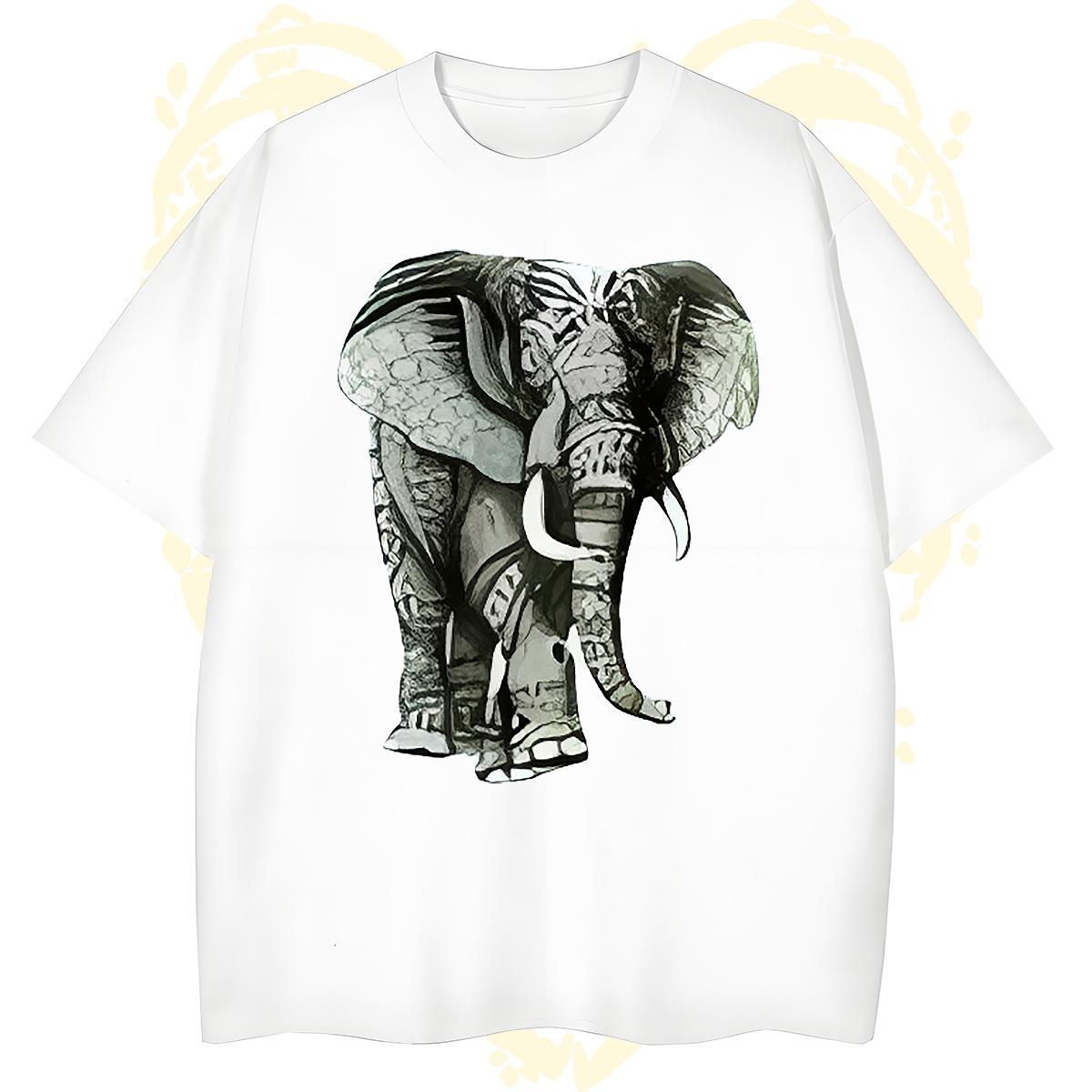 High Quality Men T Shirts Elephant O-Neck Short Sleeve Casual Customized Print 230g Pure Cotton Men Tshirts Fashion Design Tees