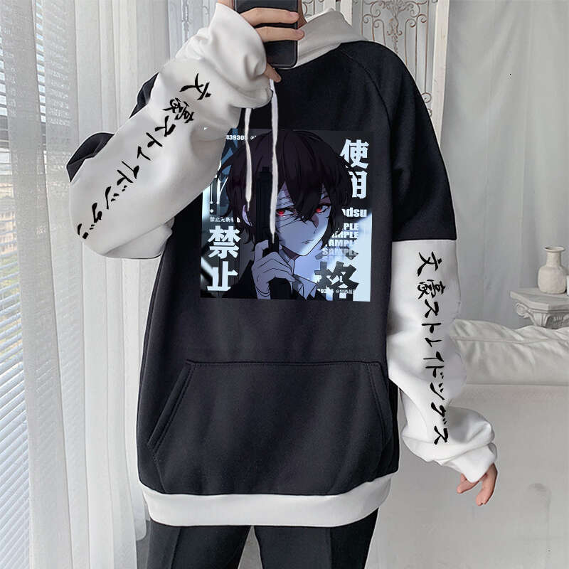 Anime Japanese Bungo Hoodies Haruku Aesthetic Bungou Stray Dogs Osamu Dazai Manga Men Winter Plus Size Sweatshirt u