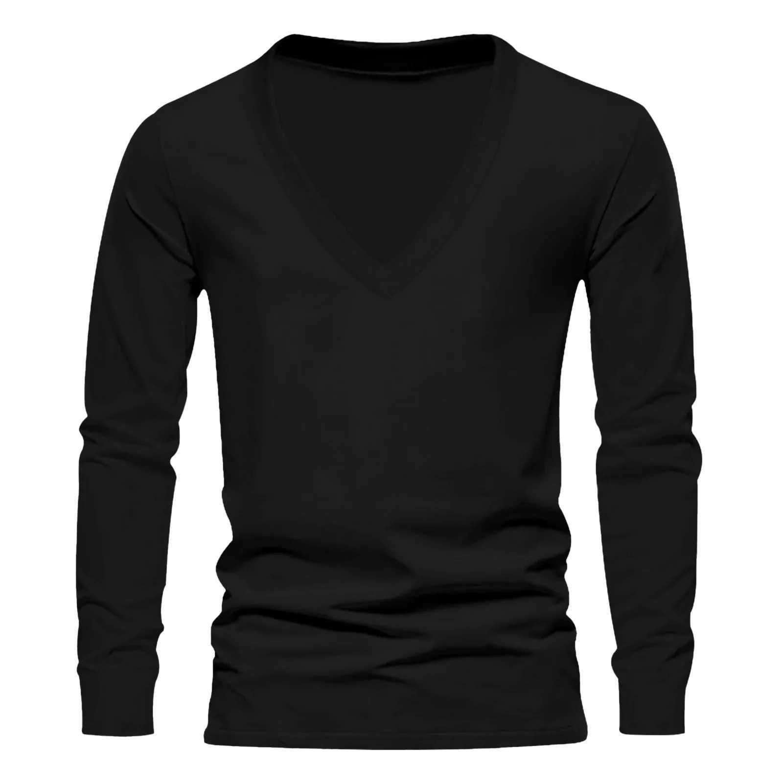 Shirt Bottoming V Neck Mens Thermal V-neck Slim Pullover T-shirts Solid Underwear Long Sleeve Comfortable Tops 2024M240814