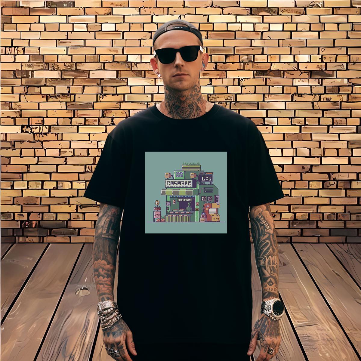 Comfortable robot Mens T Shirts Summer Casual Men Tshirts 230g 100% Cotton 2024 Summer Breathable Soft DIY Anime Clothings